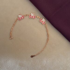 Pink Kitty Charm Bracelet- Rose Gold - Image 3