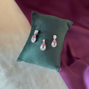 Ruby Accented Silver Pendant & Earrings - Image 3