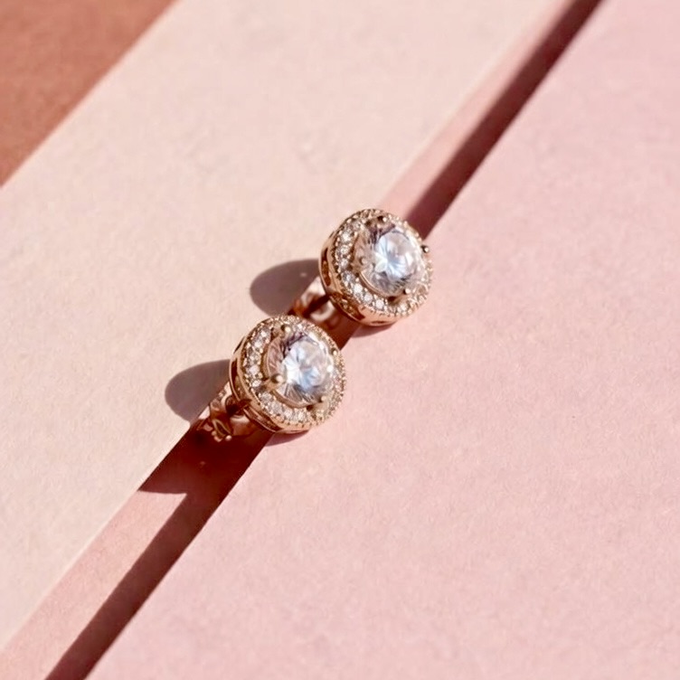 Timeless Rose Gold Halo Stud Earrings
