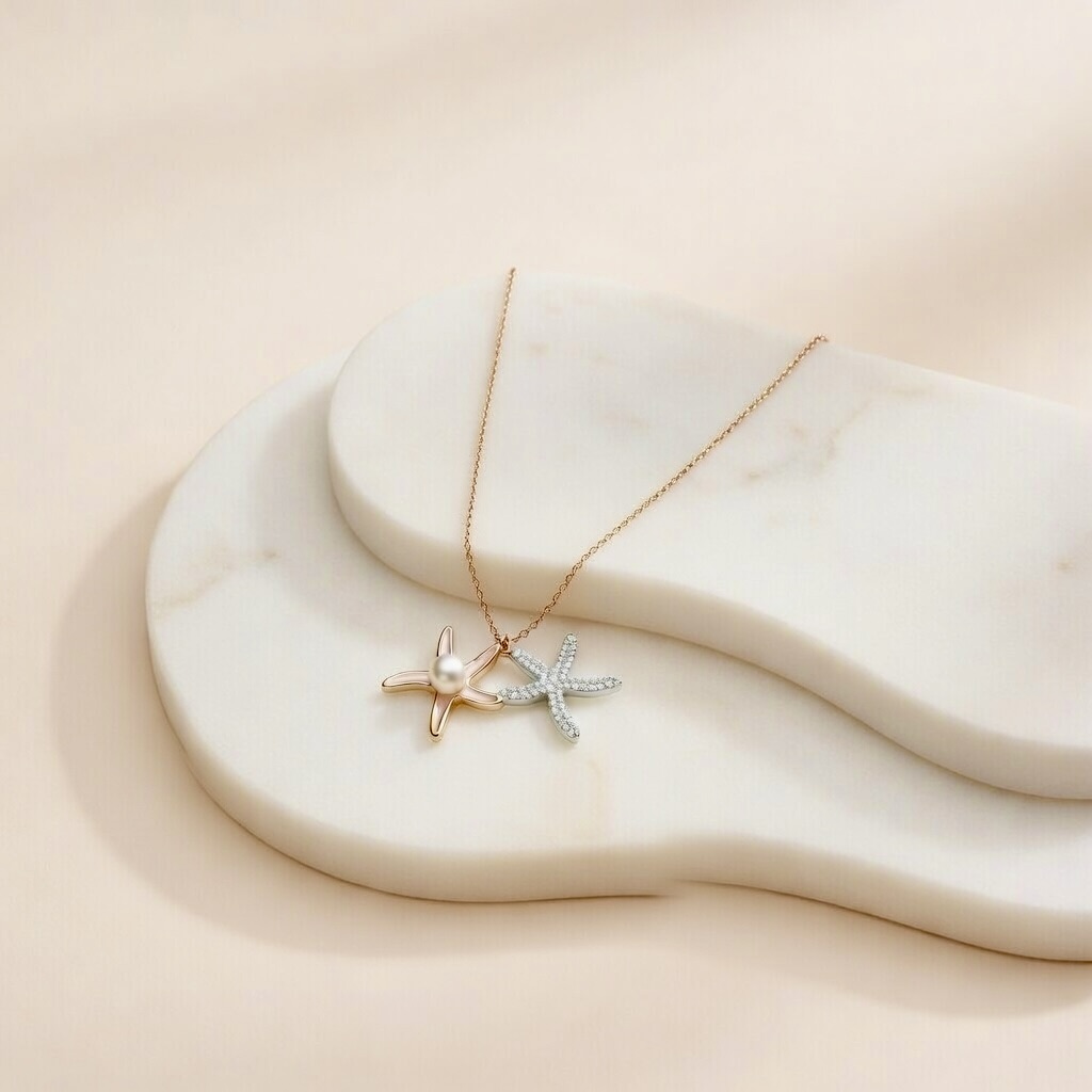 Starfish Pearl Pendant Necklace