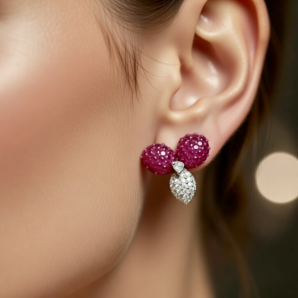 Elegant Ruby Berry Earrings