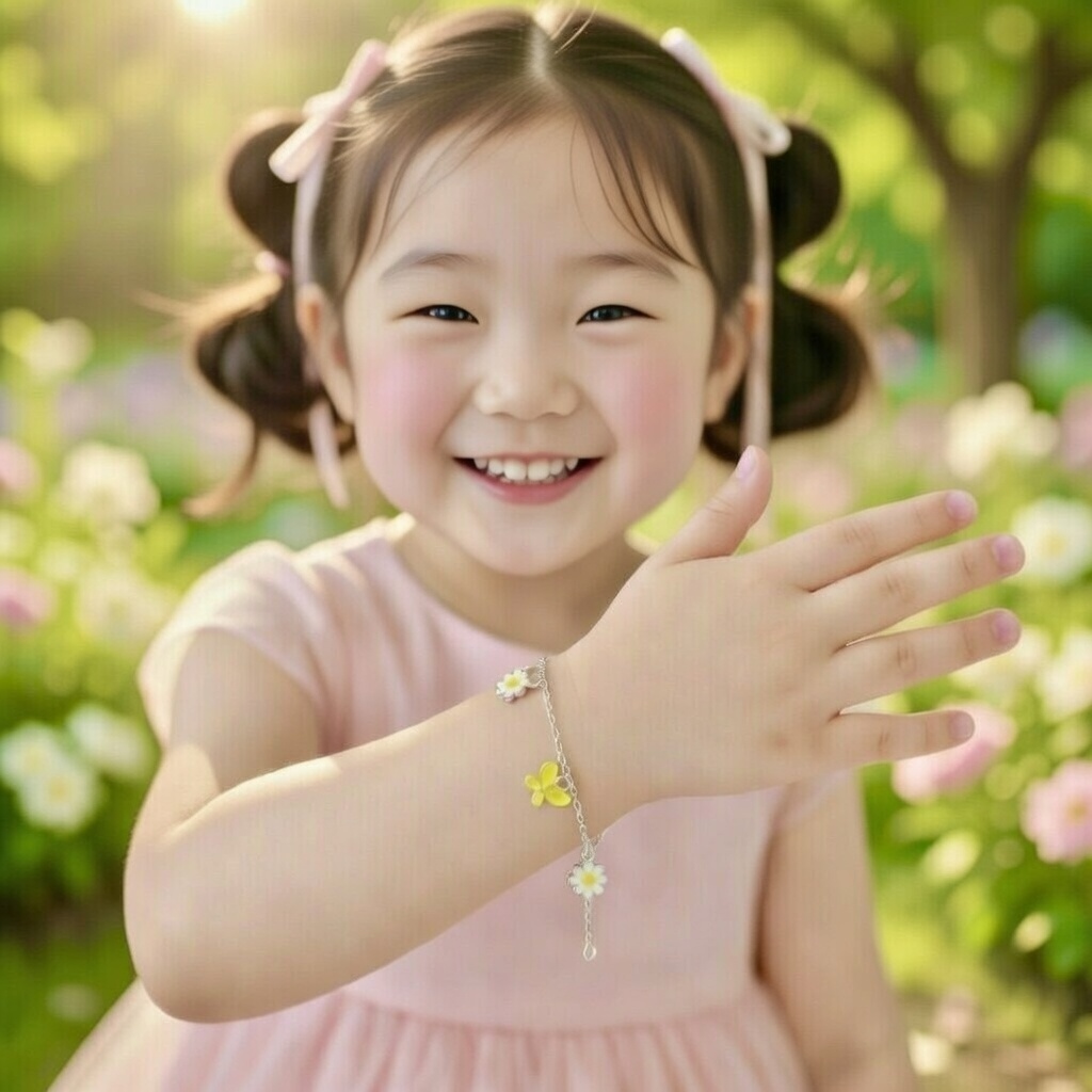 Silver Charm Bracelet with Butterflies & Flowers - Image 3