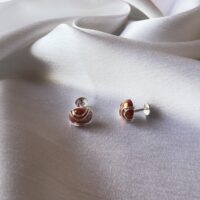 Silver Swirl Red Pearl Earrings - Image 3