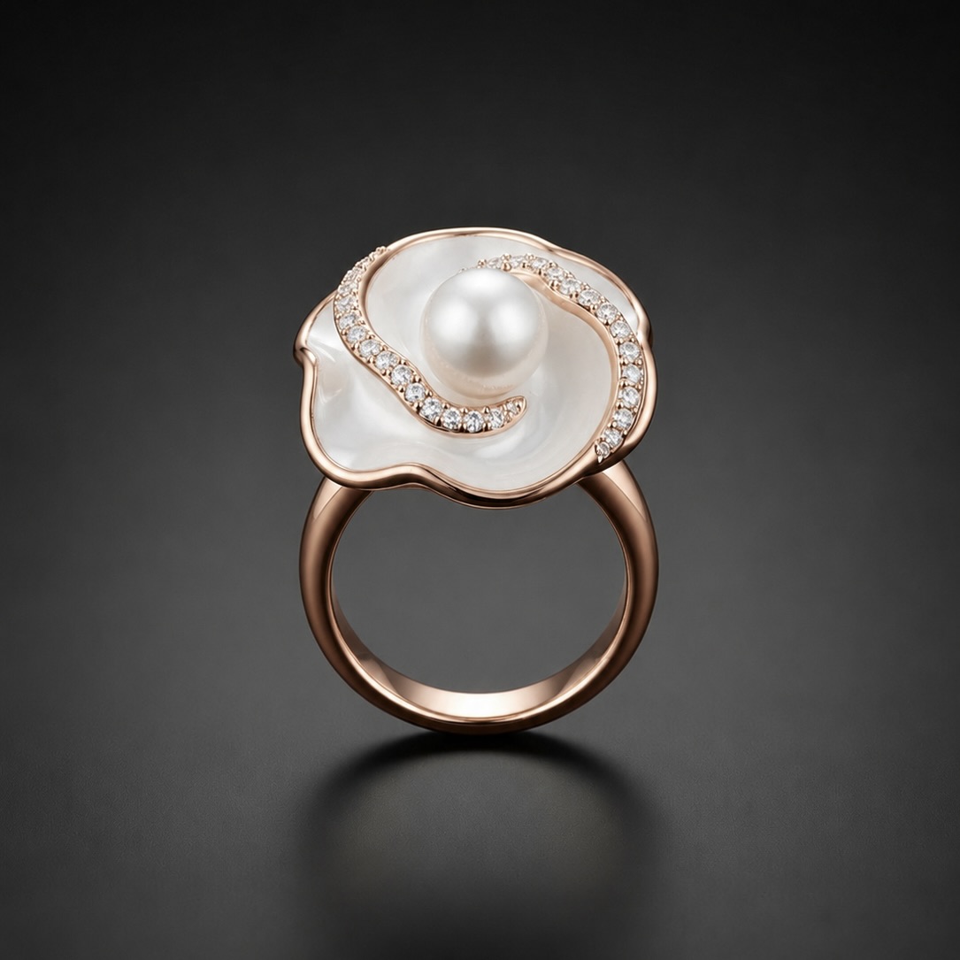Luna Pearl RoseGold Ring