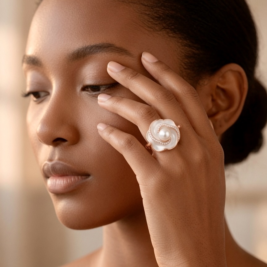 Luna Pearl RoseGold Ring - Image 3